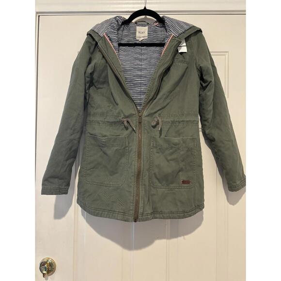 ROXY Army Style Cotton Parka, Military Style Khaki, Lined SZ XS - Picture 1 of 2